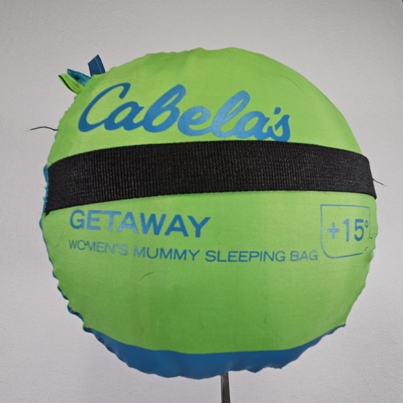 Cabelas Getaway Mummy Sleeping Bag 15 Degrees Blue Green Synthetic Zipper Womans main image 5